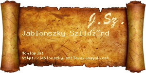 Jablonszky Szilárd névjegykártya